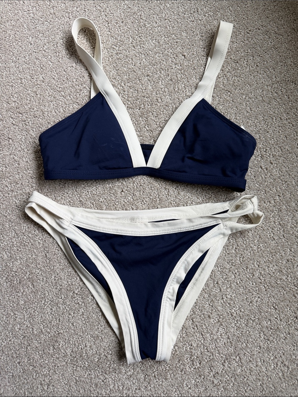 L Space Navy Blue & White Two-Piece Bikini Set